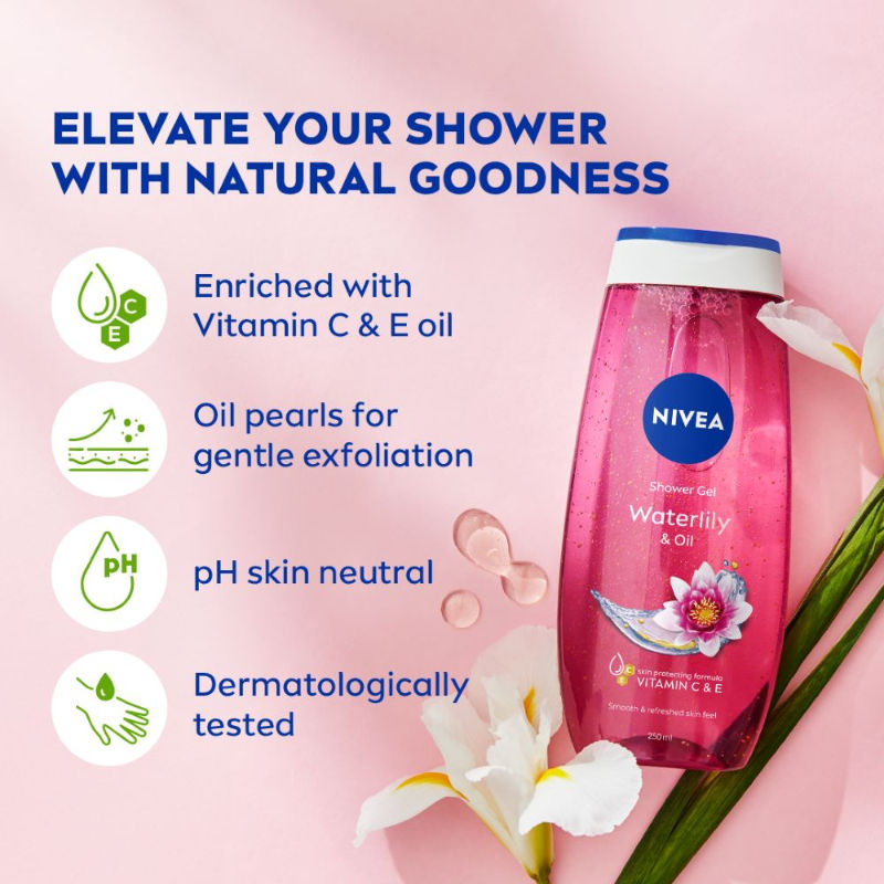 Nivea Waterlily & care oil Body wash for long-lasting freshness, 125ml Buy at Indicrest Image 7