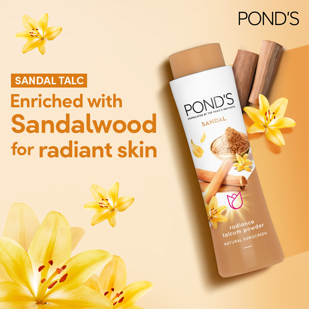 Pond’s Sandal Radiance Talcum Powder Natural Sunscreen, 300g Buy at Indicrest Image 3