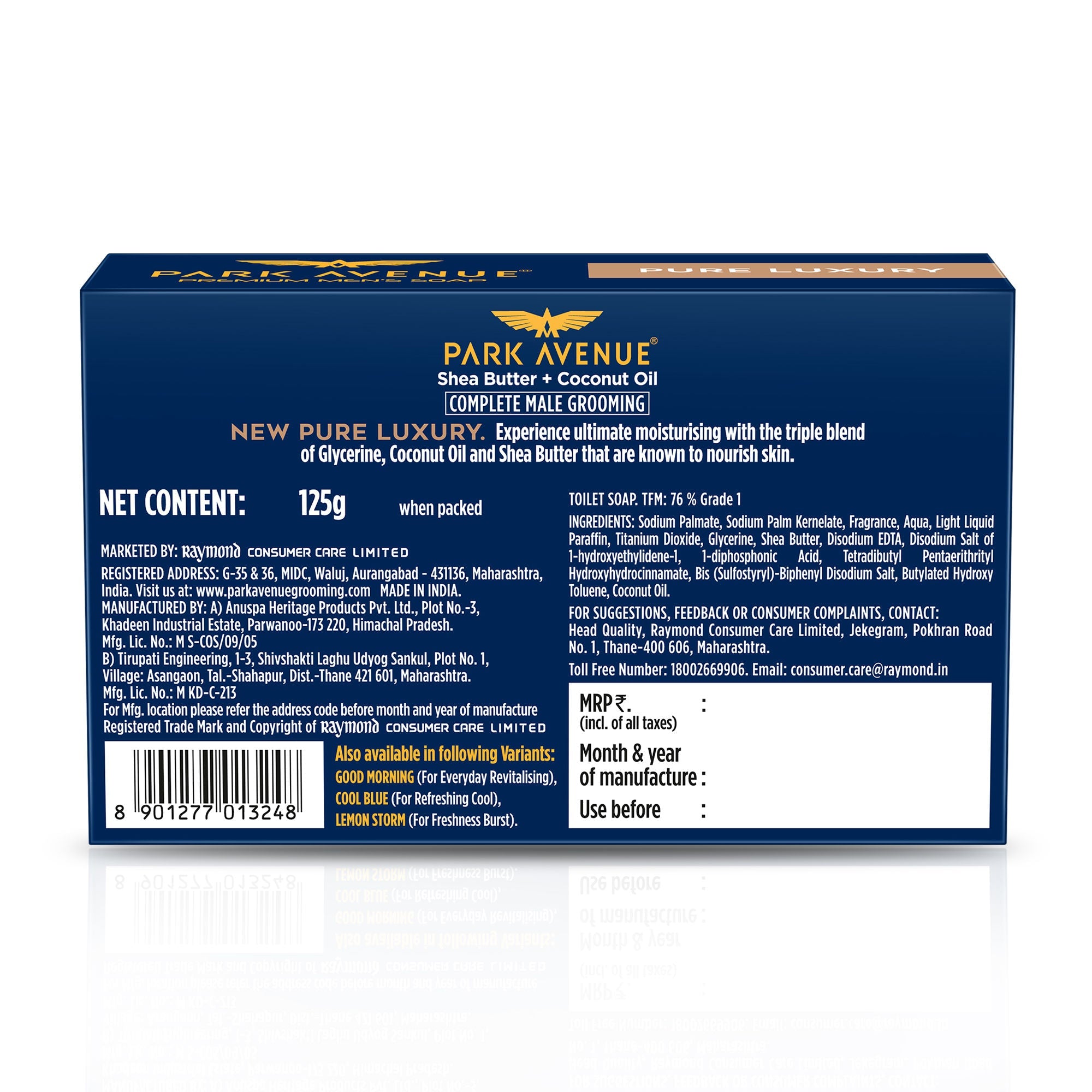 Park Avenue Premium Men's Soap Pure Luxury Shea Butter + Coconut Oil (Buy3 Get1 Free), 125g Each Buy at Indicrest Image 2