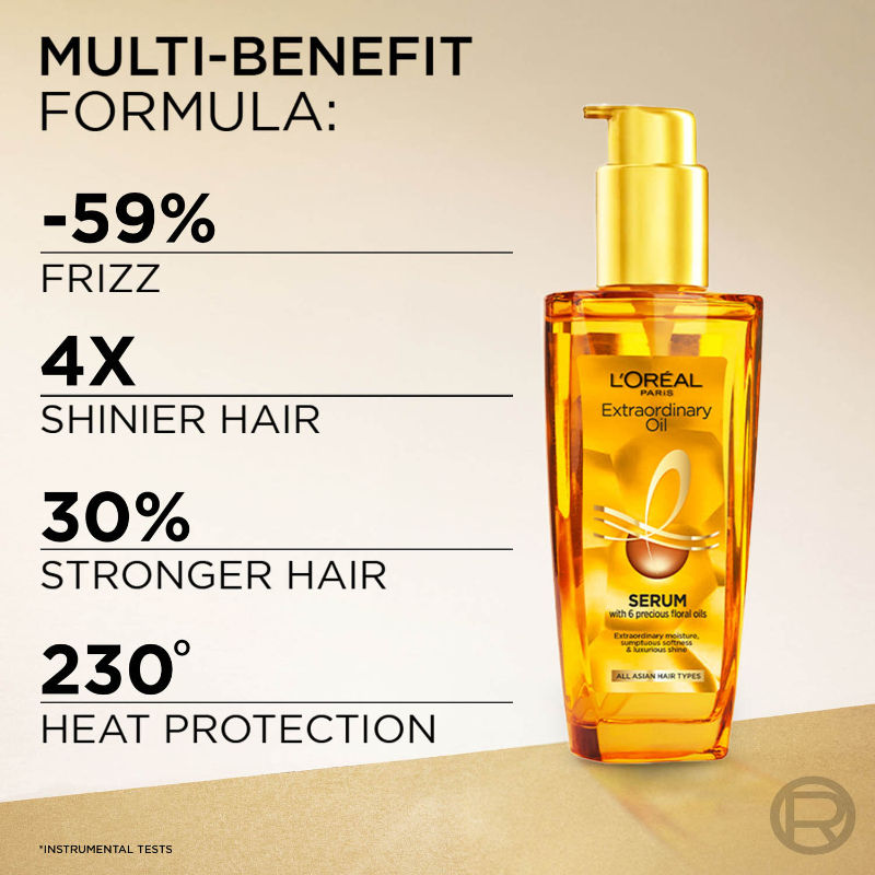 L'Oreal Paris Extraordinary Oil Hair Serum, Anti-Frizz Serum With UV Protection, 100ml Buy at Indicrest Image 6