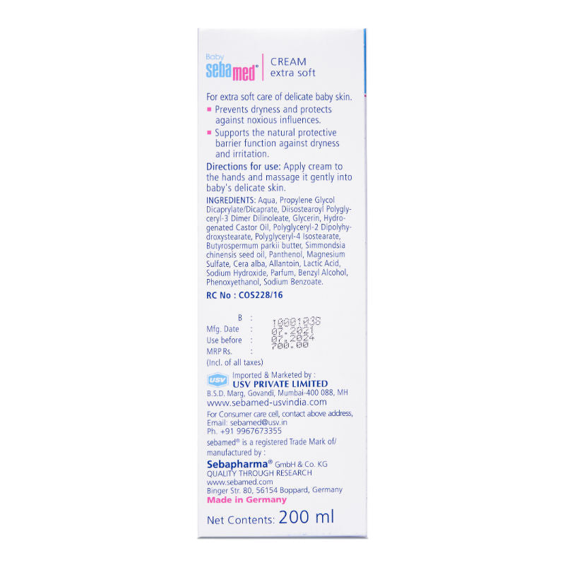 Sebamed Baby Cream Extra Soft, PH 5.5, Panthenol And Jojoba Oil, Clinically Tested, ECARF Approved, 200ml Buy at Indicrest Image 4