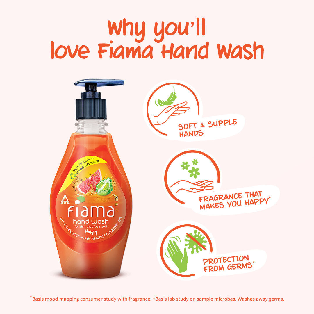 Fiama Happy Hand Wash, Grapefruit Oil & Bergamot Oil Extract Handwash For Soft And Supple Hands, 400ml Buy at Indicrest Image 4