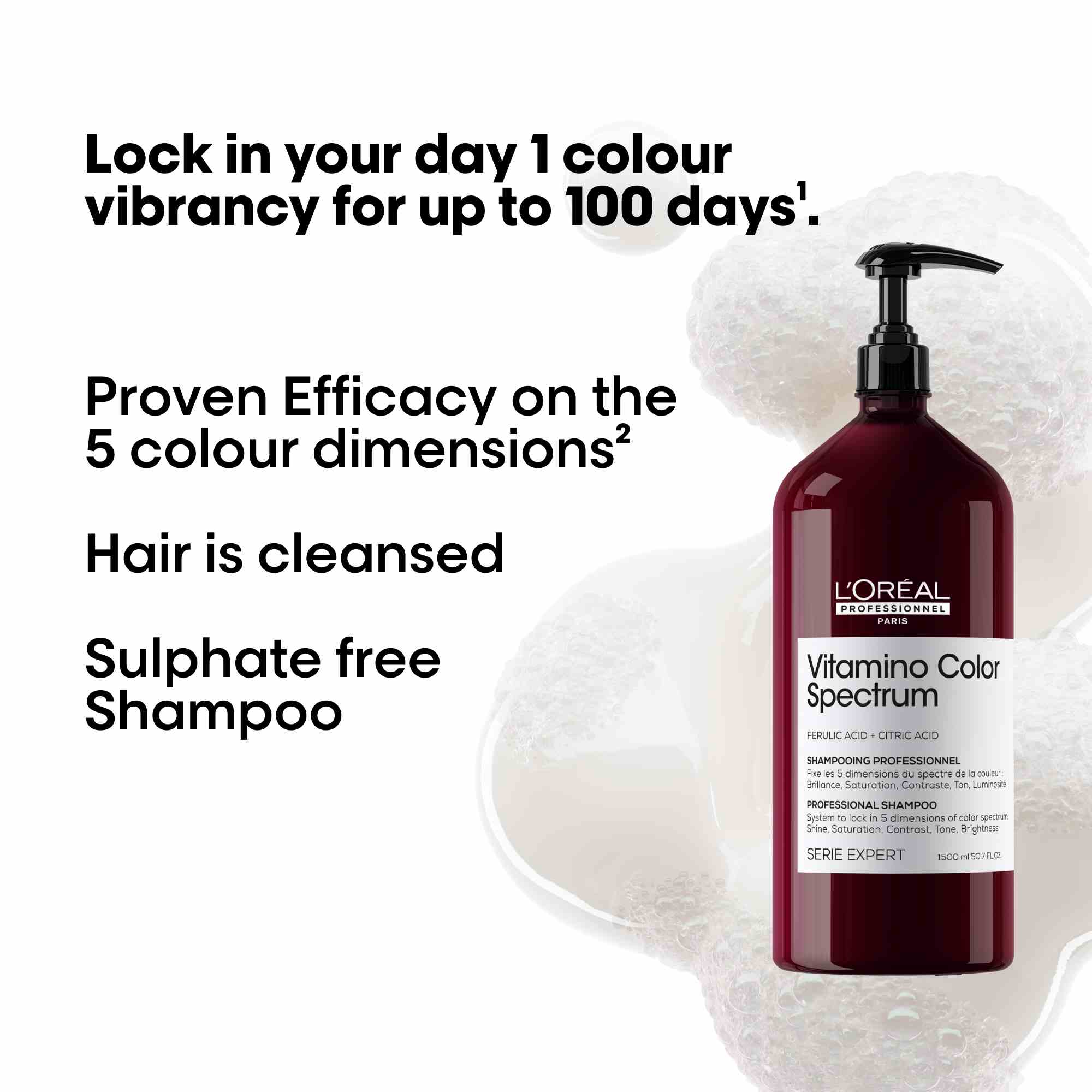 L'Oreal Professionnel Vitamino Color Spectrum Shampoo 1500ml | Hair Mask 250ml | Glass Shine Serum 30ml Combo