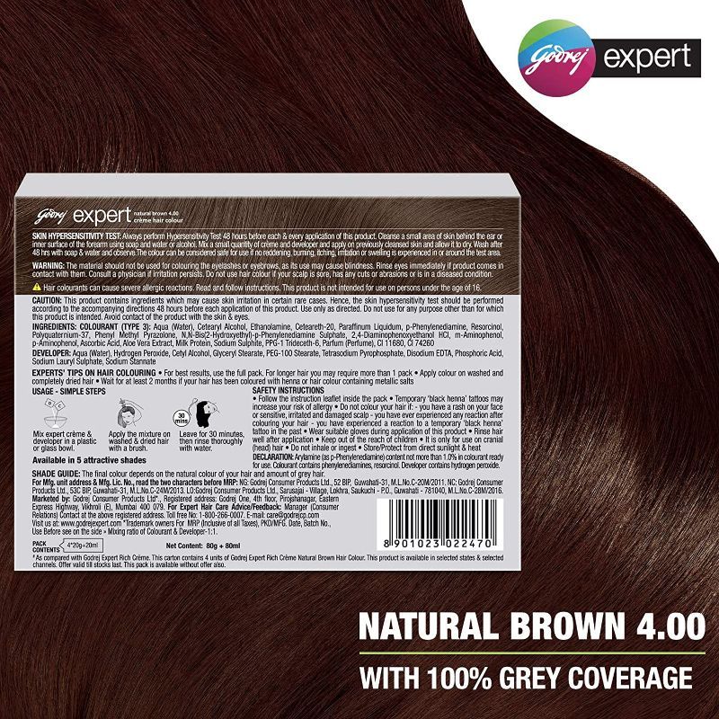 Godrej Expert Rich Creme Hair Colour - Natural Brown, 80g+80ml Buy at Indicrest Image 2