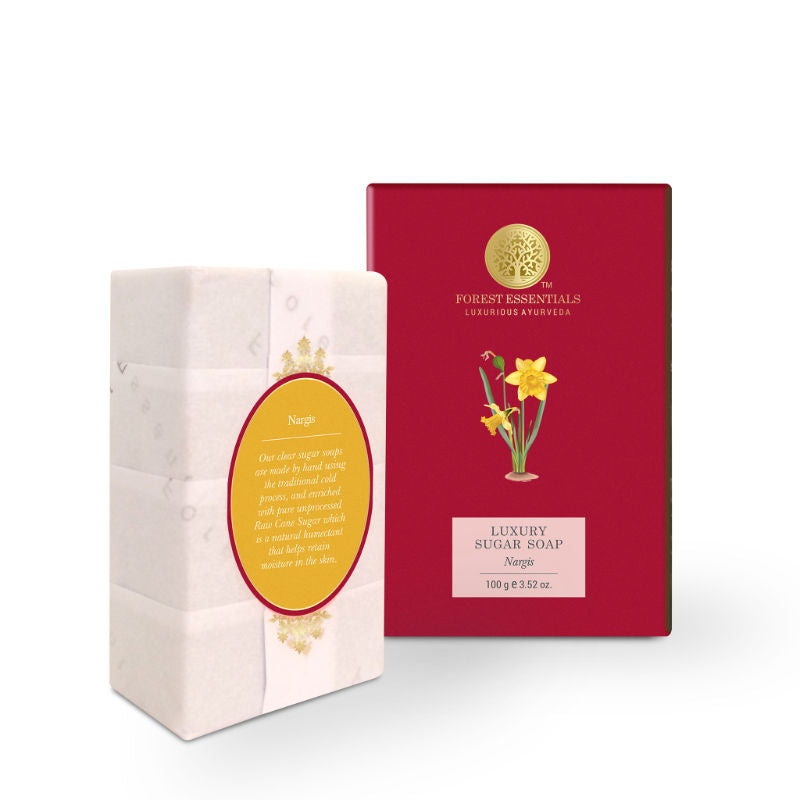 Forest Essentials Luxury Sugar Soap Nargis - Ayurvedic Handmade Bath Soap, 100 g