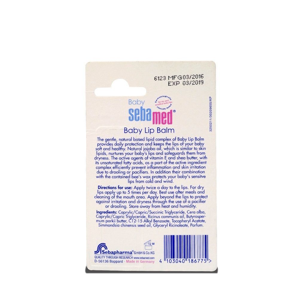 Sebamed Baby Lip Balm, For Dry & Sensitive Baby Lips, With Shea Butter & Jojoba Oil, Paraben Free, 4.8g Buy at Indicrest Image 3