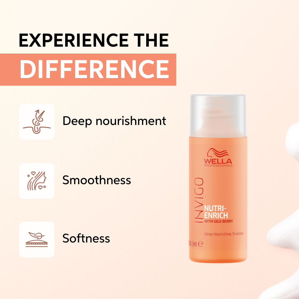 Wella Professionals Invigo Nutri Enrich Shampoo For Dry, Frizzy & Damaged Hair With Goji Berry, 50ml Buy at Indicrest Image 2