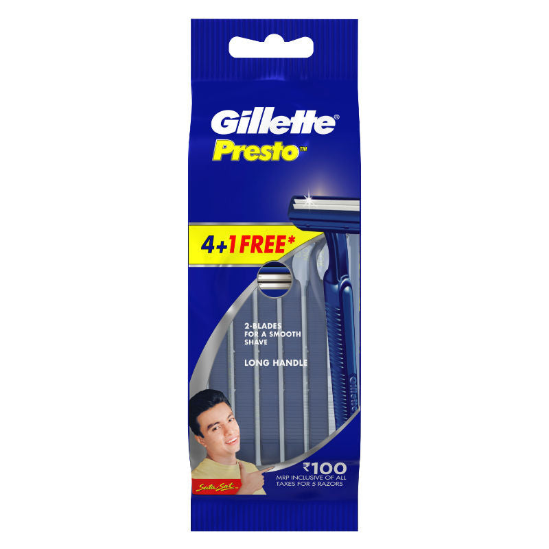 Gillette Presto Manual Shaving Razor Gift (Pack Of 5), 5 Pack Buy at Indicrest