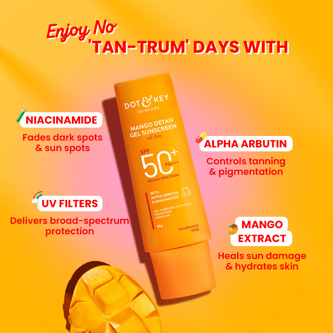 Dot & Key Mango + Detan Gel Sunscreen (Oil Free) SPF 50+ PA+++, 80g