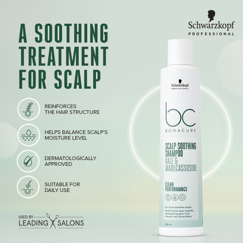 Schwarzkopf Professional Bonacure Scalp Soothing Shampoo|Dry & Sensitive Scalp|Kale & Madecassoside, 250ml Buy at Indicrest Image 2