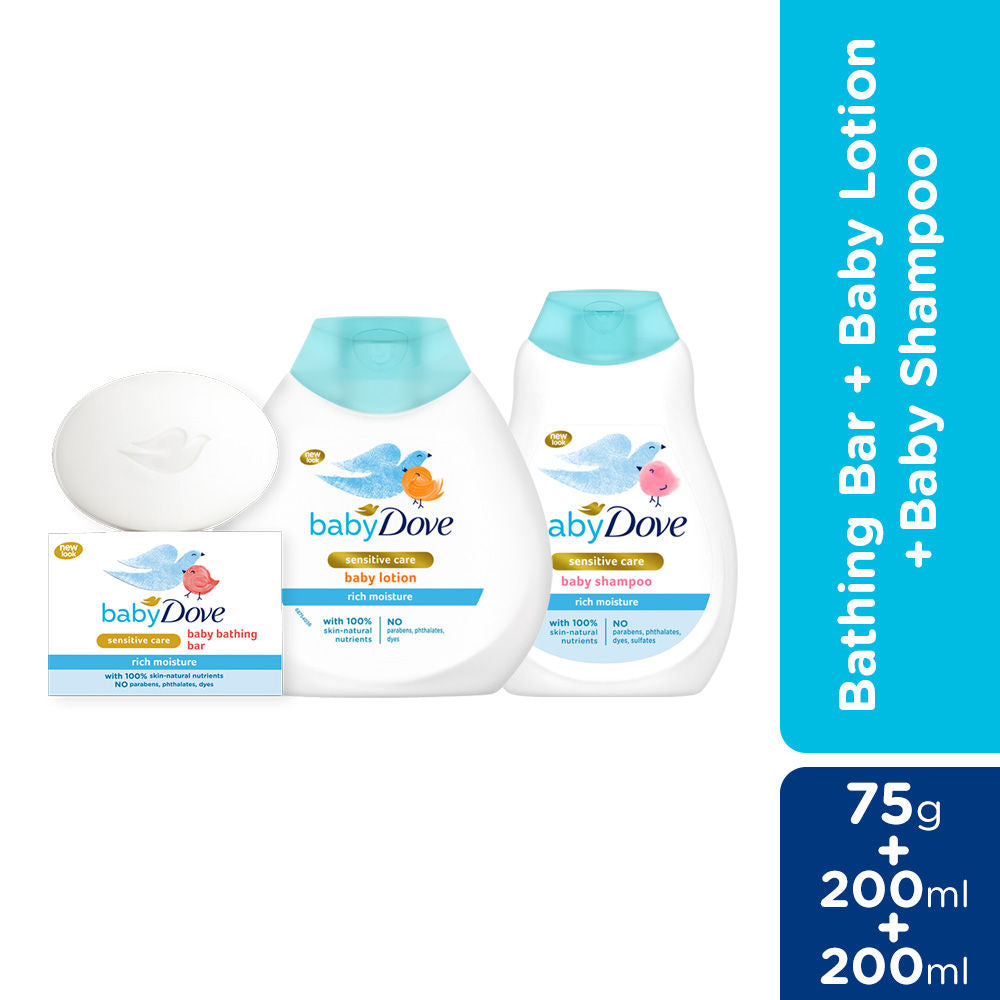 Dove Rich Moisture Bathing Bar, Rich Moisture Lotion And Shampoo (Pack of 3), 475ml Buy at Indicrest