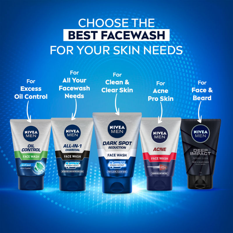 Nivea MEN Face Wash, All in 1 Charcoal, to Detoxify & Refresh Skin with 10x Vitamin C Effect, 100g Buy at Indicrest Image 9