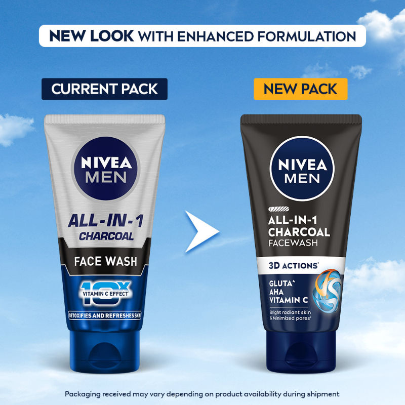 Nivea MEN Face Wash, All in 1 Charcoal, to Detoxify & Refresh Skin with 10x Vitamin C Effect, 50g Buy at Indicrest Image 2