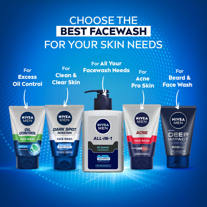 Nivea MEN All-IN-1 Oil Control Face Wash with 10x Multi Effect With Clooing MENthol, 150ml Buy at Indicrest Image 8