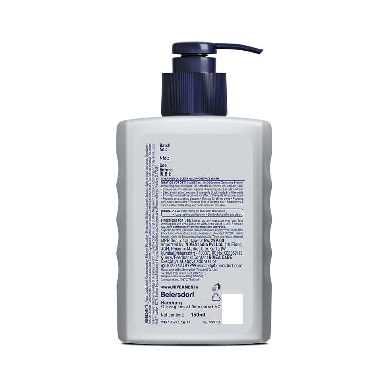 Nivea MEN All-IN-1 Oil Control Face Wash with 10x Multi Effect With Clooing MENthol, 150ml Buy at Indicrest Image 9