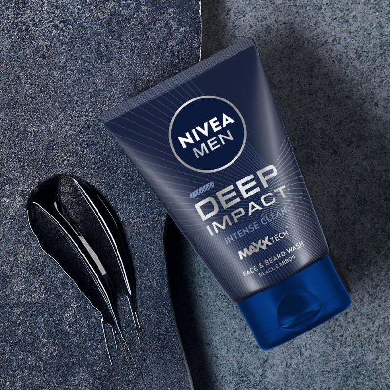 Nivea MEN Face Wash, Deep Impact Intense Clean, for Beard & Face, with Black Carbon, 100g Buy at Indicrest Image 2