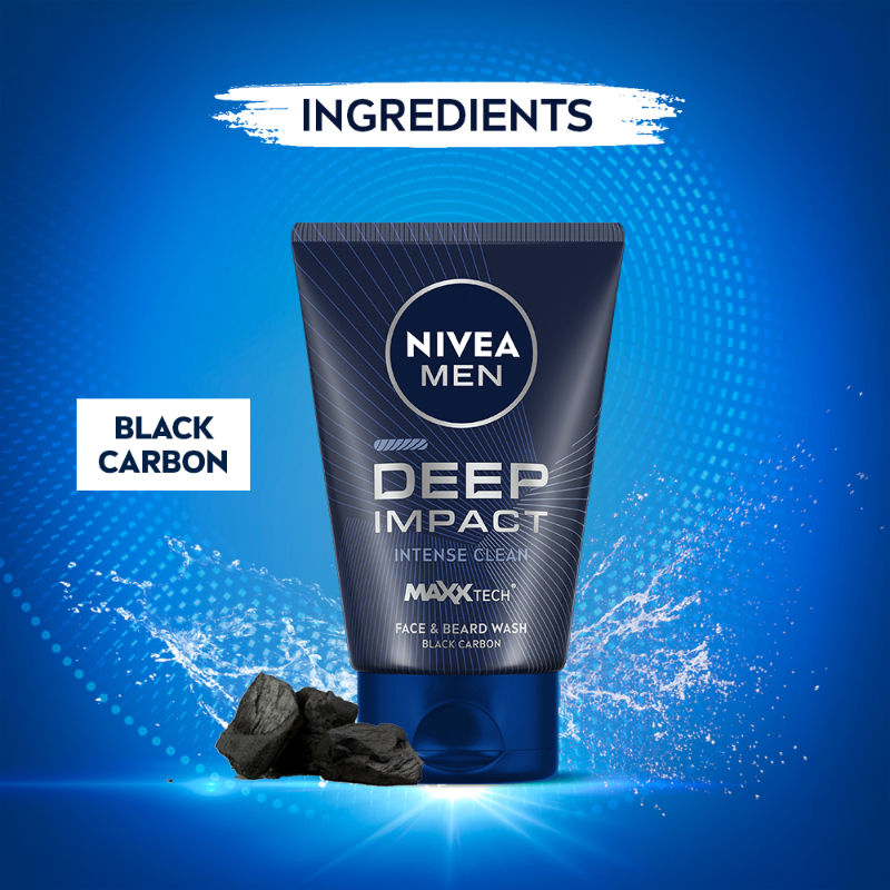 Nivea MEN Face Wash, Deep Impact Intense Clean, for Beard & Face, with Black Carbon, 100g Buy at Indicrest Image 5