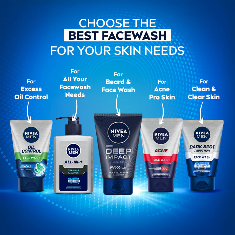 Nivea MEN Face Wash, Deep Impact Intense Clean, for Beard & Face, with Black Carbon, 100g Buy at Indicrest Image 9
