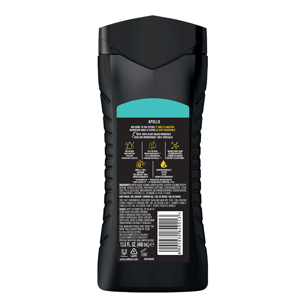 Axe Apollo 3 In 1 Body, Face & Hair Wash For Men, 400ml Buy at Indicrest Image 3