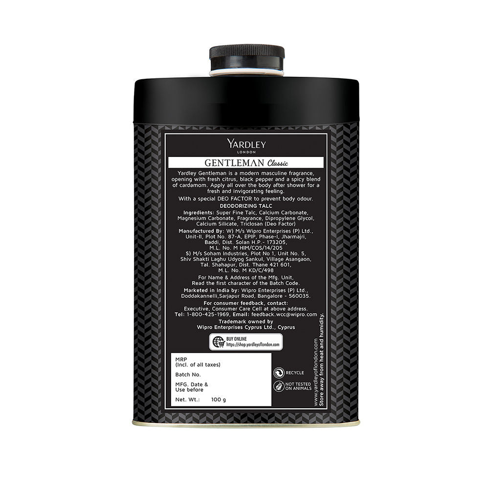 Yardley London Gentleman Classic Deodorizing Talc, 100g Buy at Indicrest Image 3