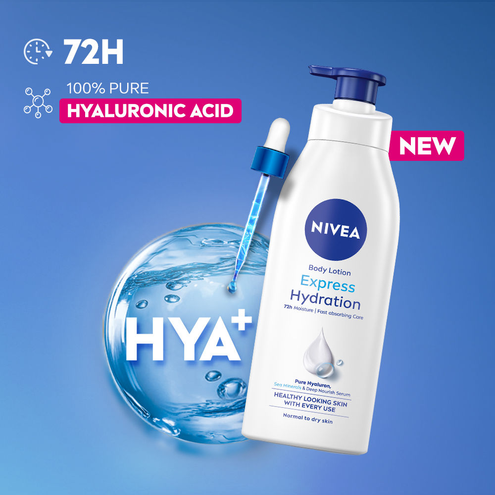 Nivea Express Hydration BODY LOTION with Sea Minerals - 5 in 1 COMPLETE CARE for 48H Moisturization, 400ml Buy at Indicrest Image 3