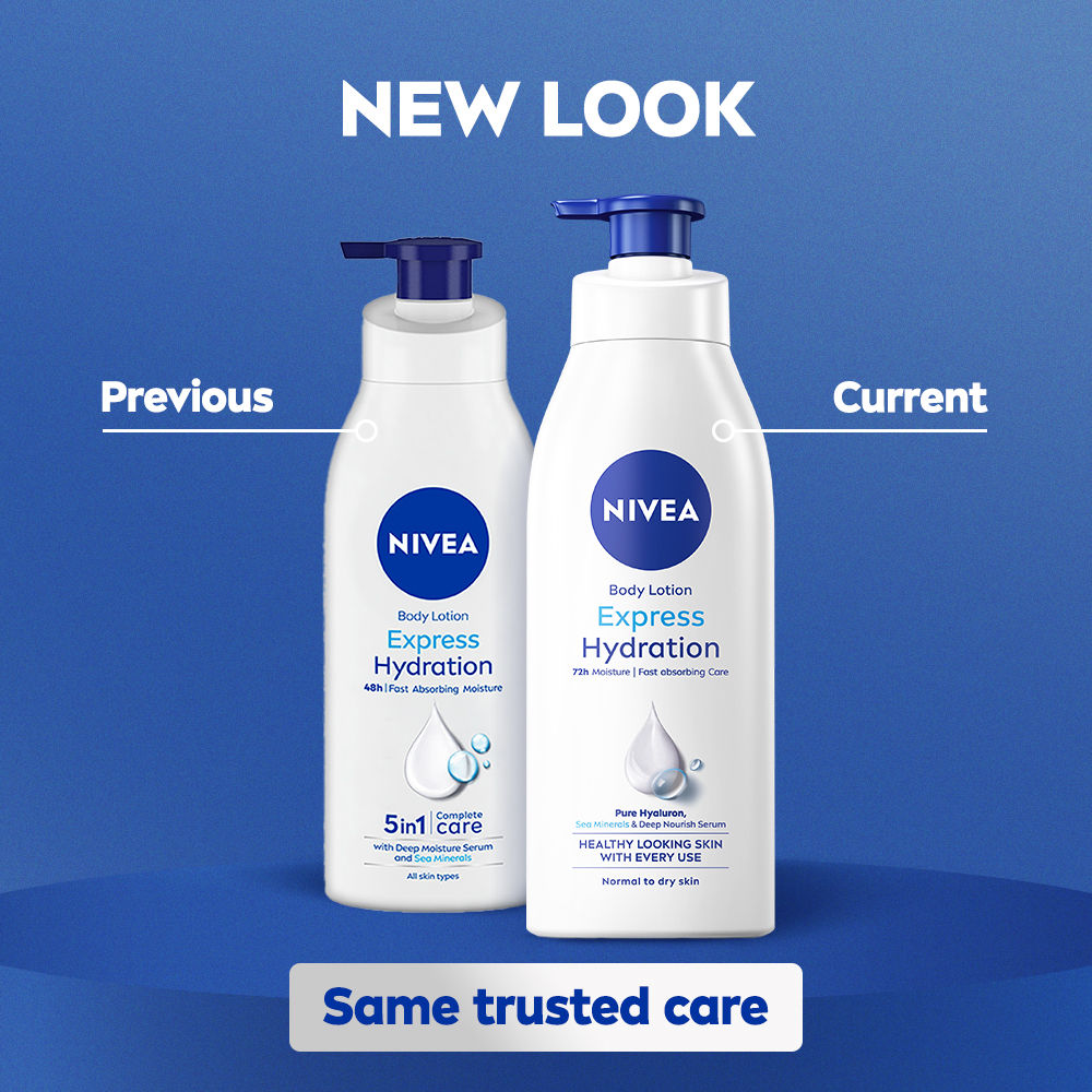 Nivea Express Hydration BODY LOTION with Sea Minerals - 5 in 1 COMPLETE CARE for 48H Moisturization, 400ml Buy at Indicrest Image 8