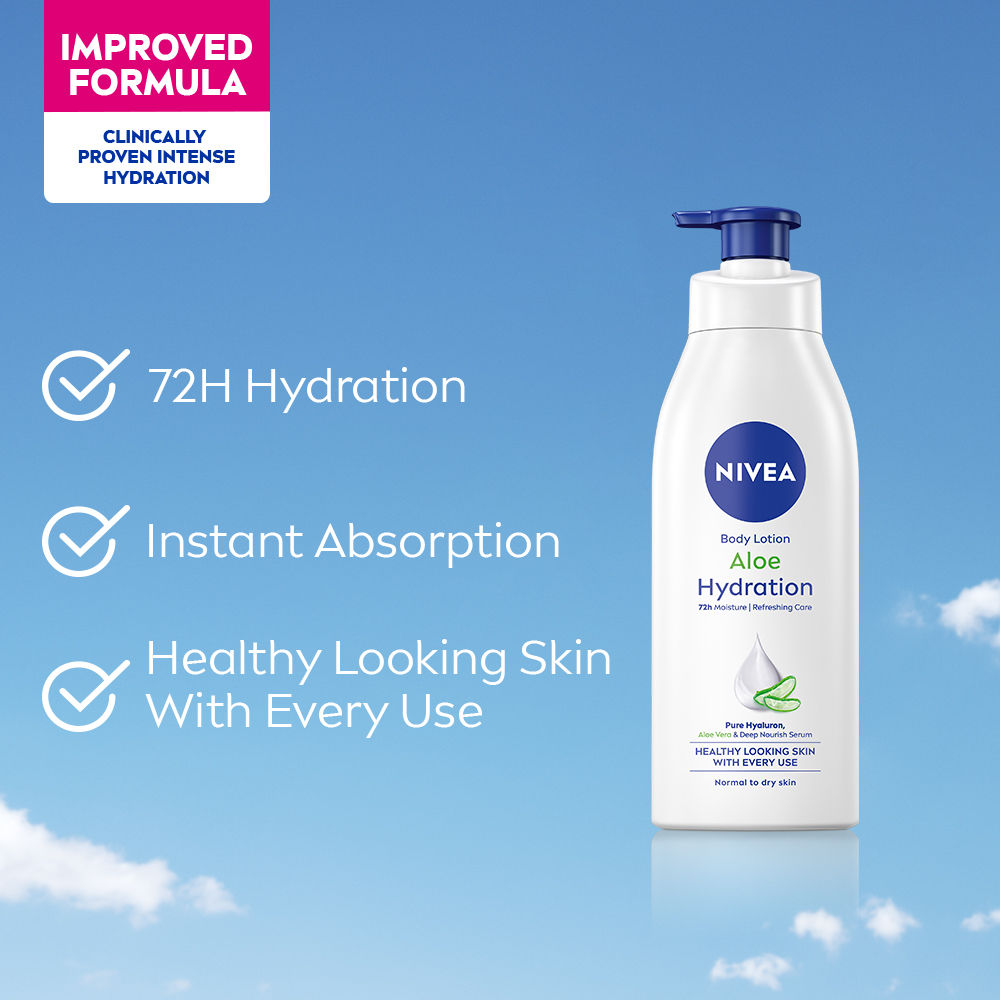 Nivea 100% NATURAL ALOEVERA Body lotion- 5 in 1 COMPLETE CARE for 72H Refreshing moisturization, 400ml Buy at Indicrest Image 4