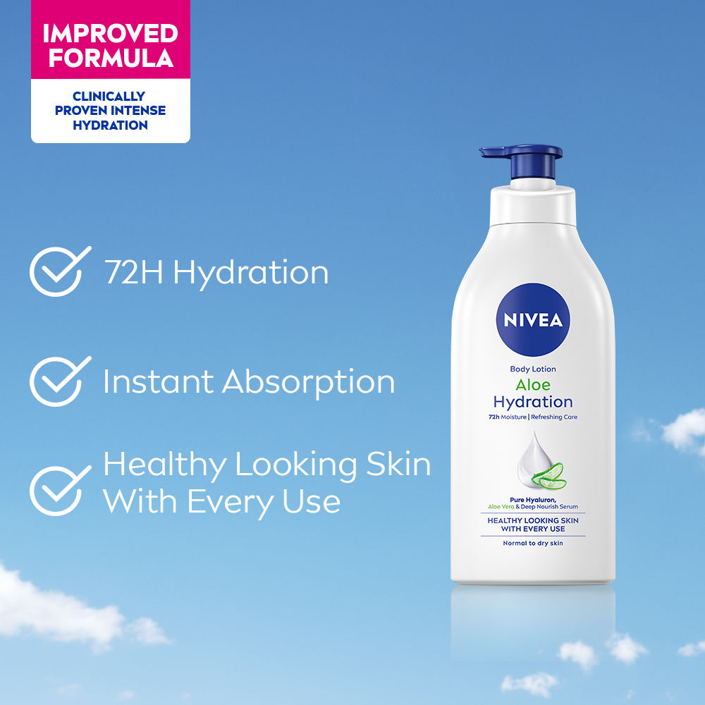Nivea 100% NATURAL ALOEVERA Body lotion- 5 in 1 COMPLETE CARE for 48H Refreshing moisturization, 600ml Buy at Indicrest Image 4