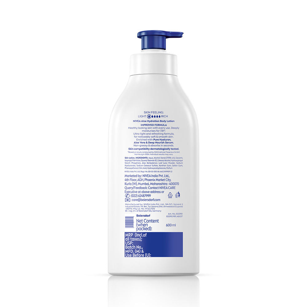 Nivea 100% NATURAL ALOEVERA Body lotion- 5 in 1 COMPLETE CARE for 48H Refreshing moisturization, 600ml Buy at Indicrest Image 9