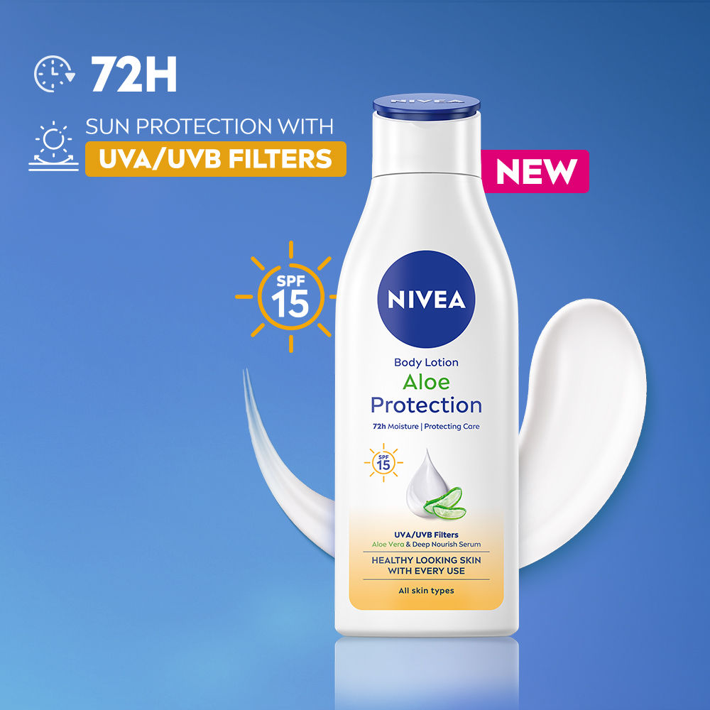 Nivea Sunscreen lotion with SPF 15 & ALOEVERA- 5 in 1 COMPLETE CARE for 48H Moisturization, 200ml Buy at Indicrest Image 3