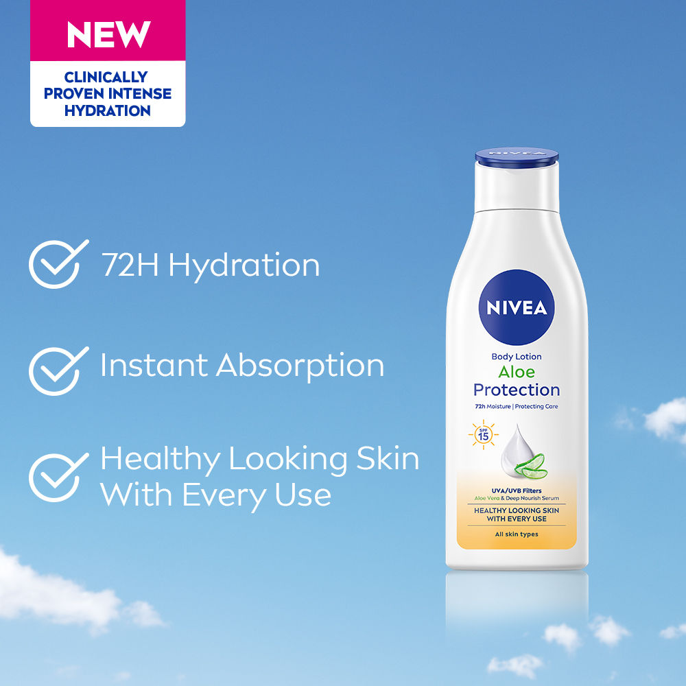 Nivea Sunscreen lotion with SPF 15 & ALOEVERA- 5 in 1 COMPLETE CARE for 48H Moisturization, 200ml Buy at Indicrest Image 4