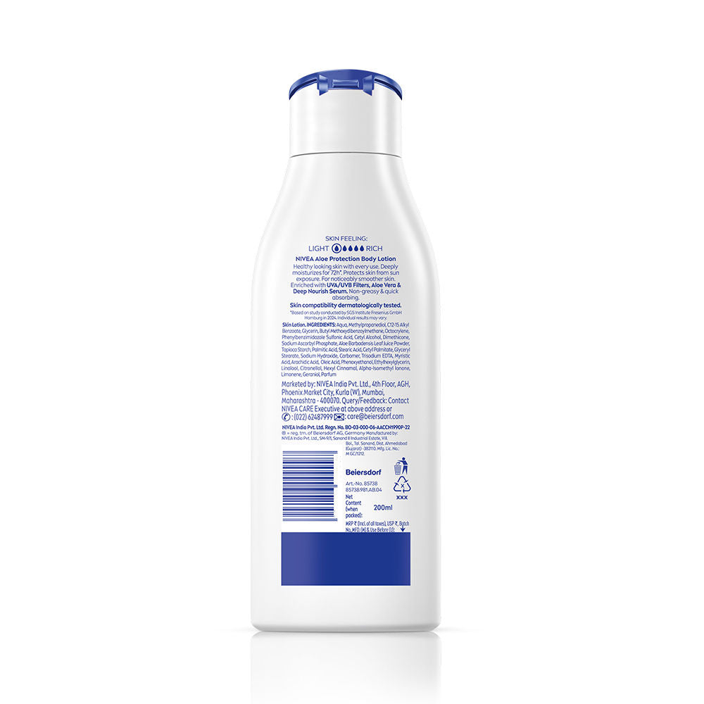 Nivea Sunscreen lotion with SPF 15 & ALOEVERA- 5 in 1 COMPLETE CARE for 48H Moisturization, 200ml Buy at Indicrest Image 9
