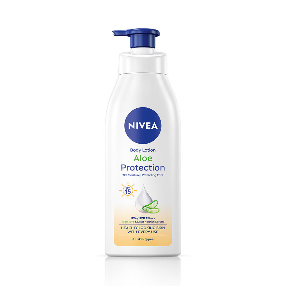 Nivea Sunscreen lotion with SPF 15 & ALOEVERA- 5 in 1 COMPLETE CARE for 48H Moisturization, 400ml Buy at Indicrest