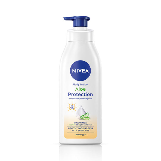 Nivea Sunscreen lotion with SPF 15 & ALOEVERA- 5 in 1 COMPLETE CARE for 48H Moisturization, 400ml Buy at Indicrest