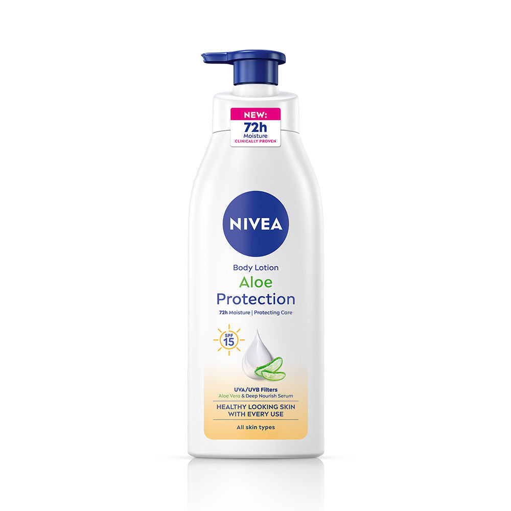 Nivea Sunscreen lotion with SPF 15 & ALOEVERA- 5 in 1 COMPLETE CARE for 48H Moisturization, 400ml Buy at Indicrest Image 2