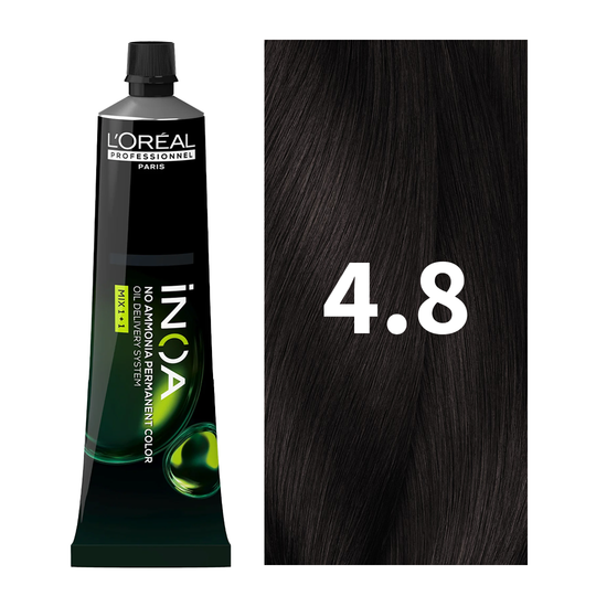 L'Oreal Professionnel Paris iNOA – 4.8 (Mocha Medium Brown) Ammonia-Free Hair Color, 60g Buy at Indicrest