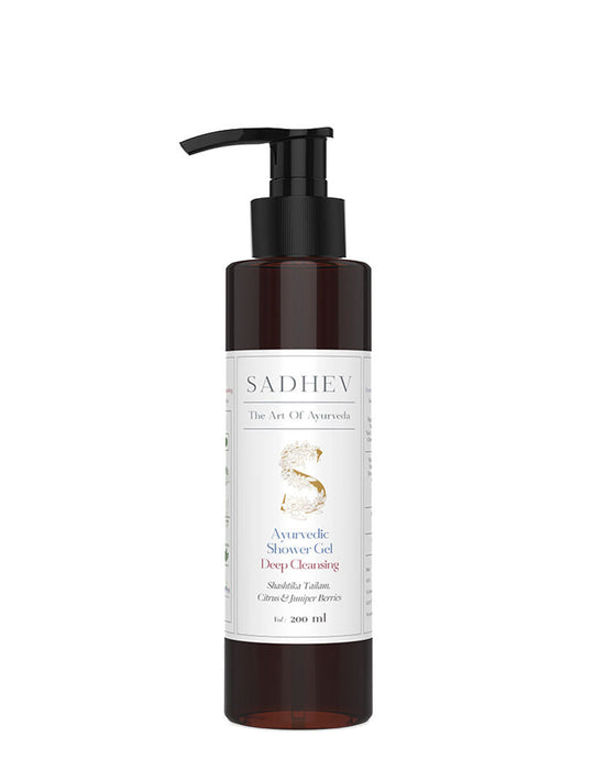 SADHEV Ayurvedic Shashtika Tailam, Citrus & Juniper Berries Deep Cleansing Shower Gel, 200ml, Buy from Indicrest