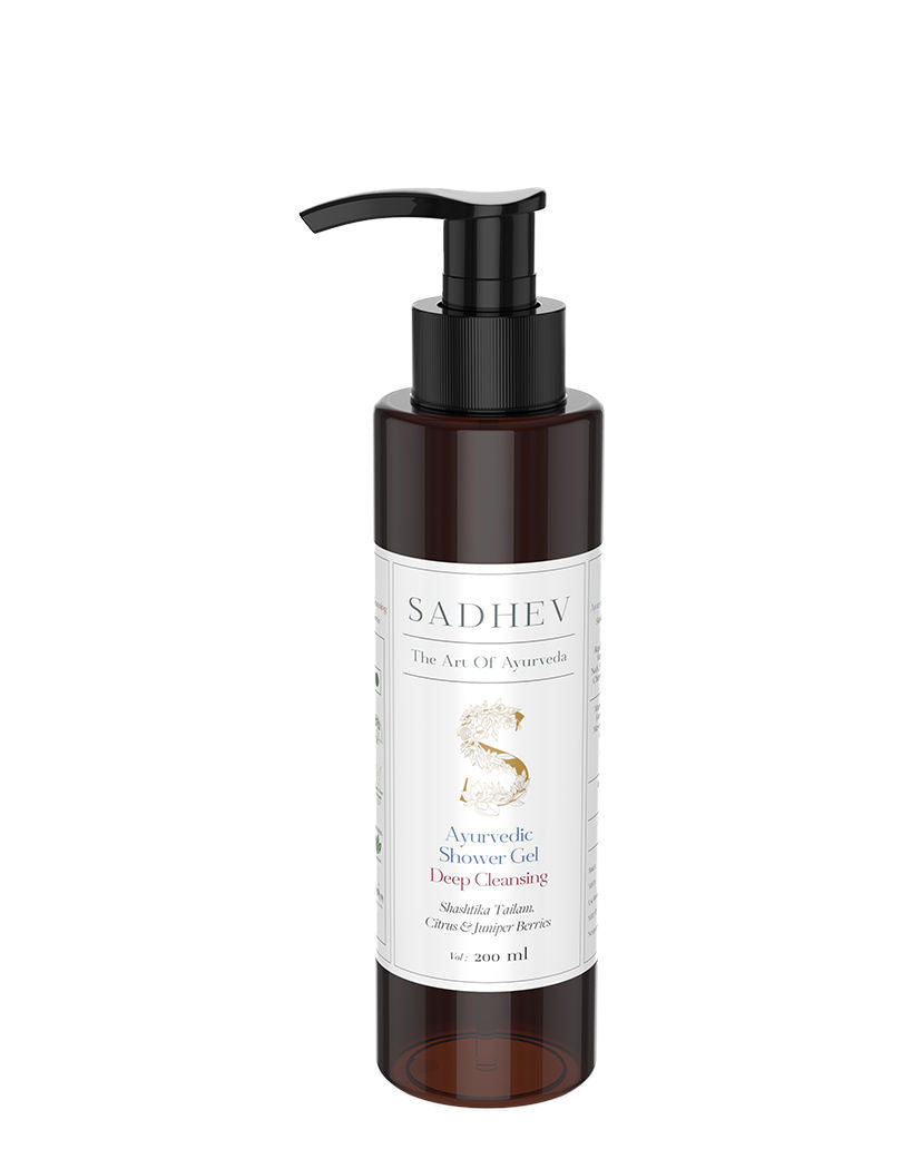 SADHEV Ayurvedic Shashtika Tailam, Citrus & Juniper Berries Deep Cleansing Shower Gel, 200ml