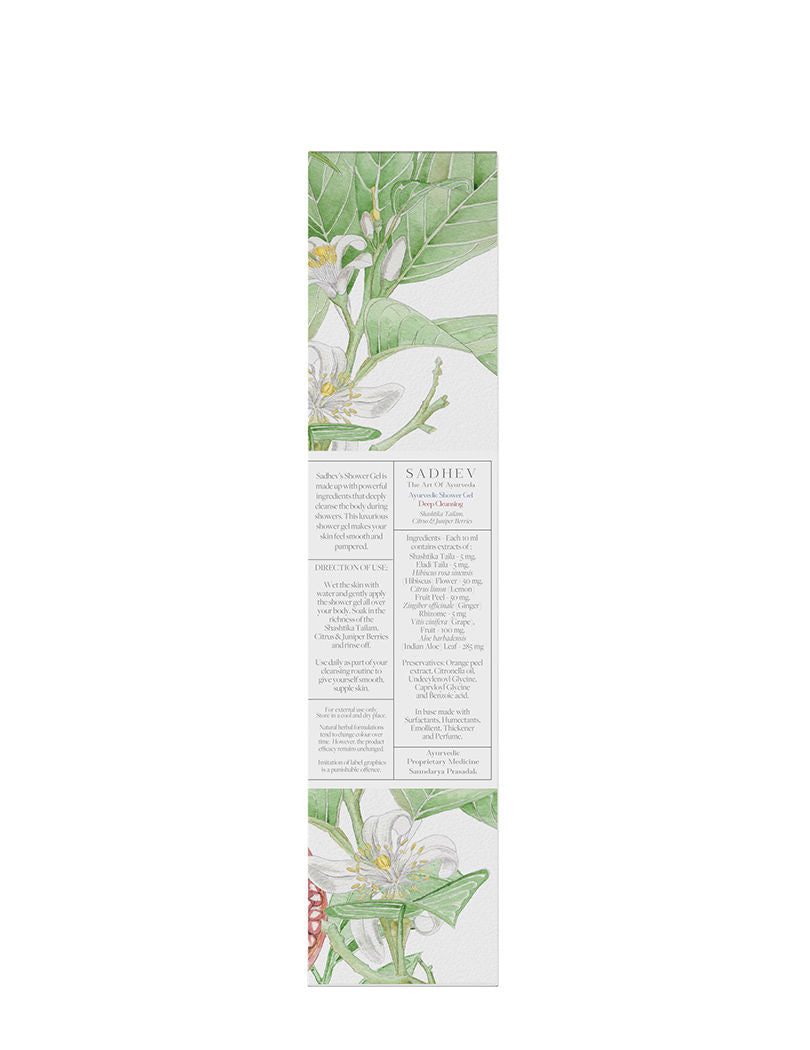 SADHEV Ayurvedic Shashtika Tailam, Citrus & Juniper Berries Deep Cleansing Shower Gel, 200ml