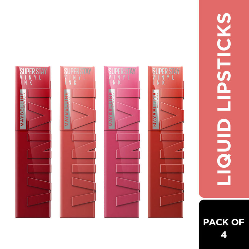 Maybelline New York Superstay Vinyl Ink Liquid Lipstick Combo - Pack of 4, 4 pieces Buy at Indicrest