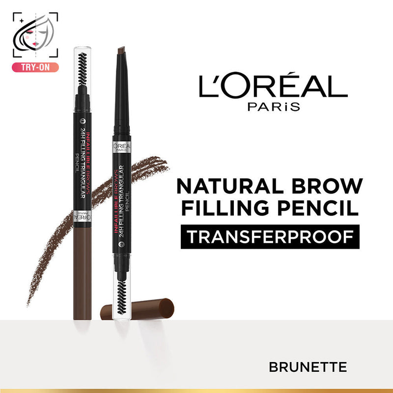 L'Oreal Paris Infallible 24H Brow Filling Triangular Pencil - 3.0 Brunette, 1g Buy at Indicrest