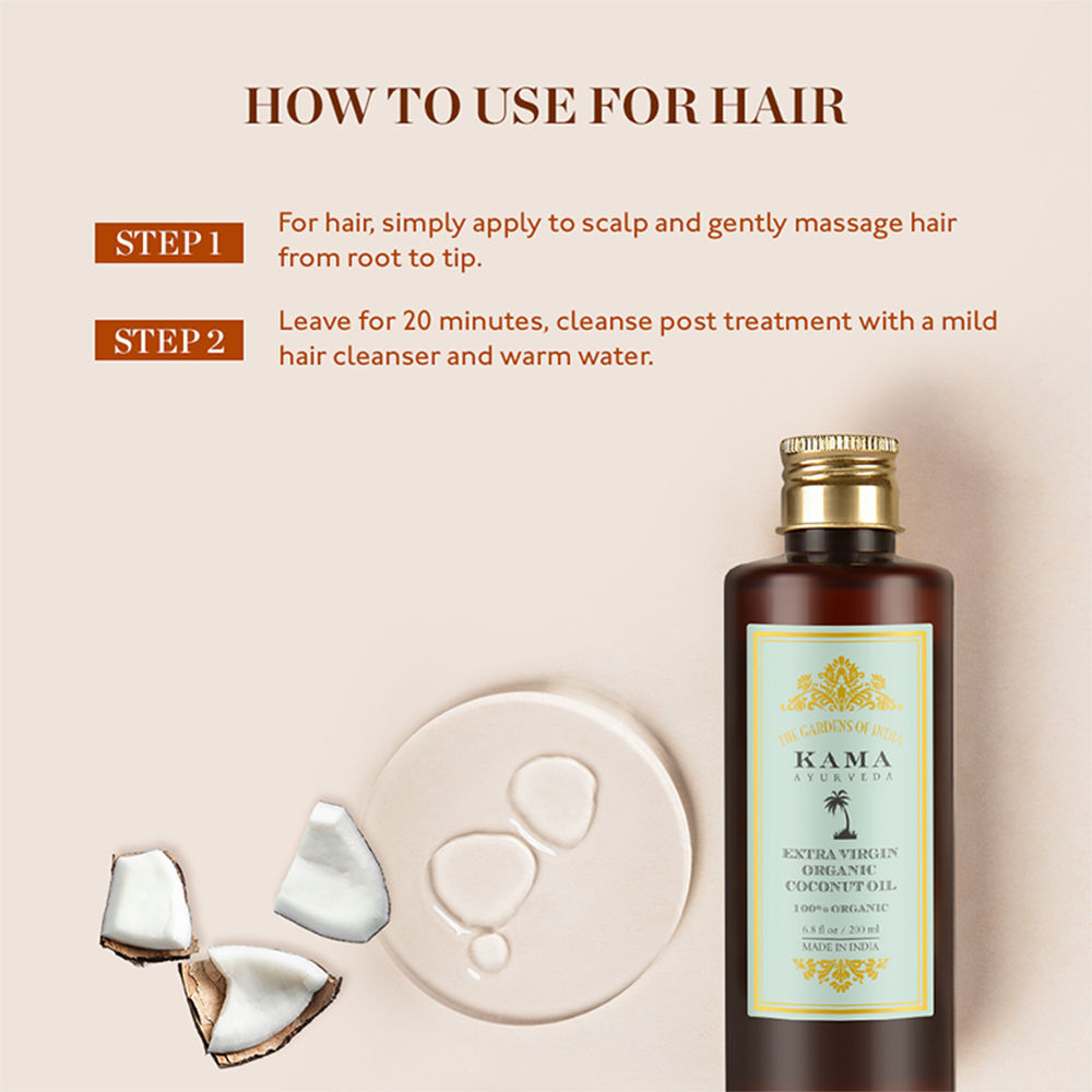 Kama Ayurveda Extra Virgin Organic Hair Oil with Coconut, Mini, 50ml