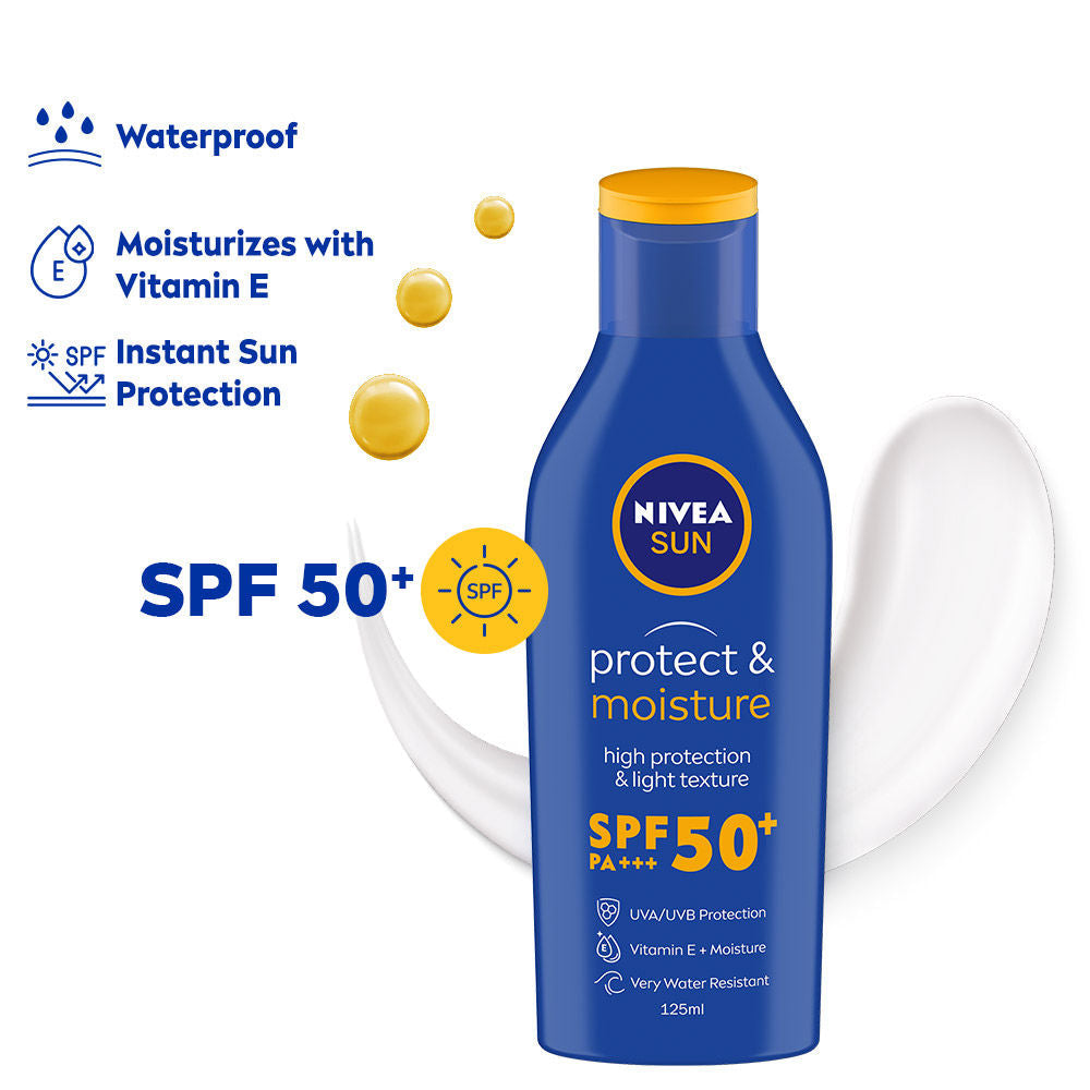 Nivea SPF 50+ PA+++ Protect & Moisture Sunscreen-No White Cast, With Vitamin C & Hyaluron, 75ml Buy at Indicrest