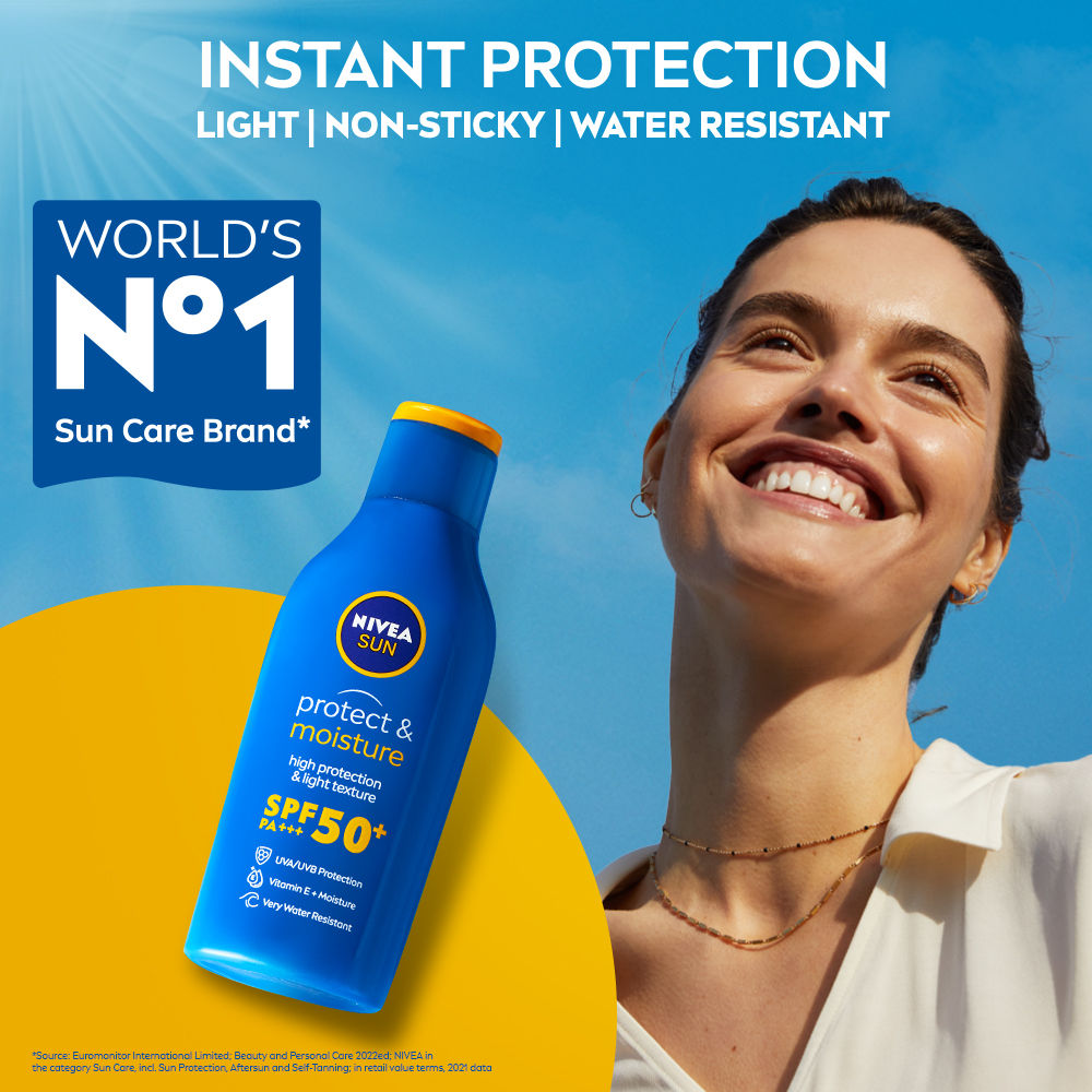 Nivea SPF 50+ PA+++ Protect & Moisture Sunscreen-No White Cast, With Vitamin C & Hyaluron, 75ml Buy at Indicrest Image 4