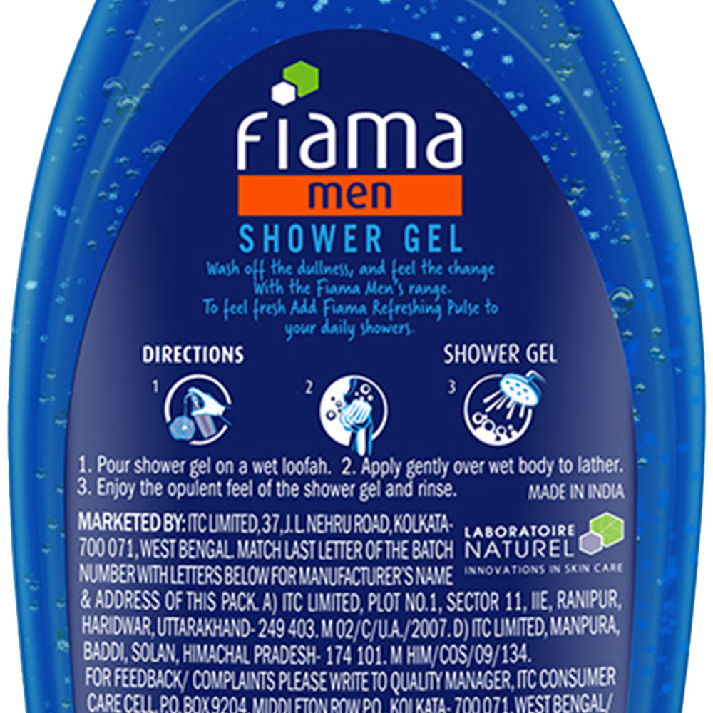 Fiama Men Shower Gel Body, Face & Hair Refreshing Pulse With Sea Minerals With Skin Conditioners, 900ml Buy at Indicrest Image 4