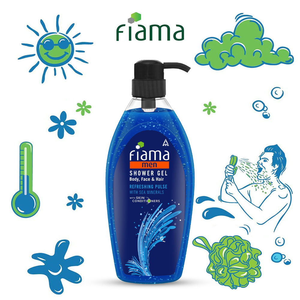 Fiama Men Shower Gel Body, Face & Hair Refreshing Pulse With Sea Minerals With Skin Conditioners, 900ml Buy at Indicrest Image 7