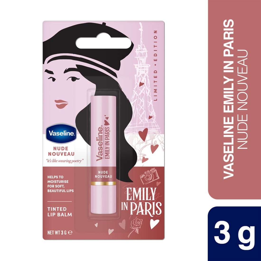 Vaseline Emily In Paris Tinted Lip Balm Stick - Nude Nouveau, 3g Buy at Indicrest