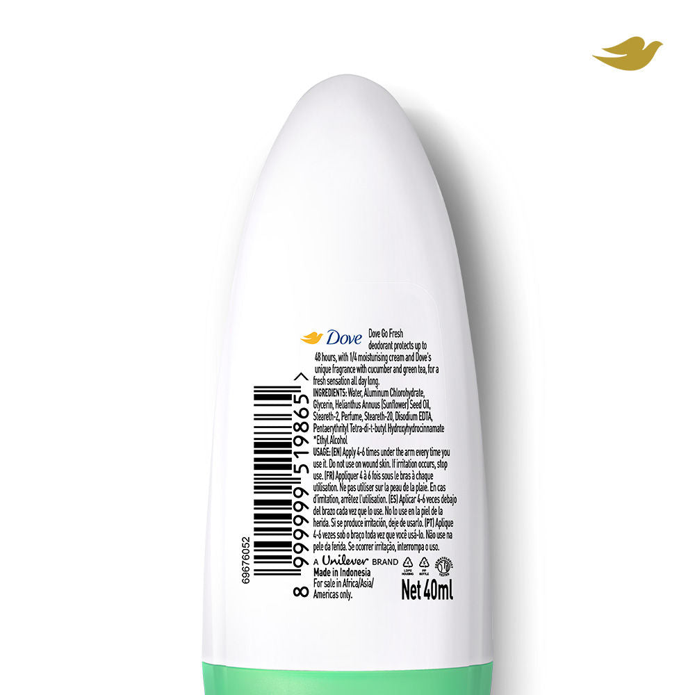 Dove Roll-On Deodorant Cucumber & Green Moisturising Cream, 40ml Buy at Indicrest Image 2