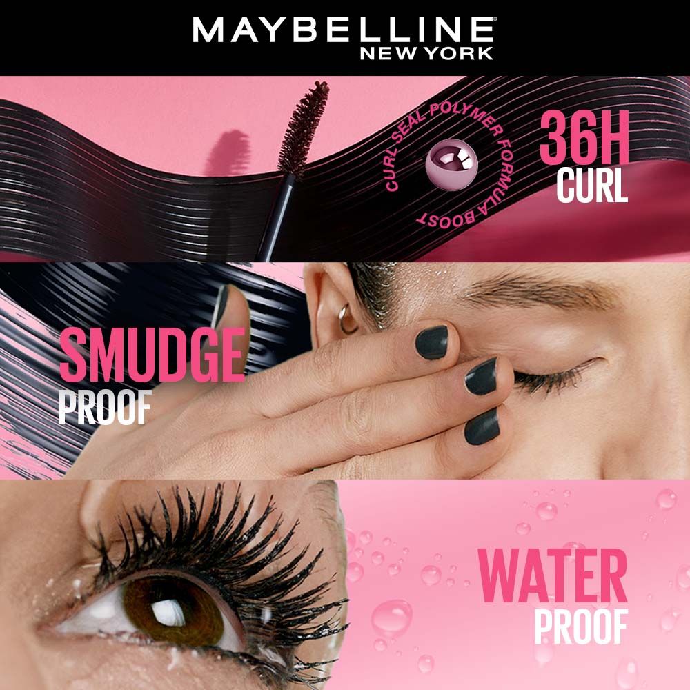 Maybelline New York Hypercurl Waterproof Mascara, Smudge & Highly Pigmented Very Black, 9.2ml Buy at Indicrest Image 2