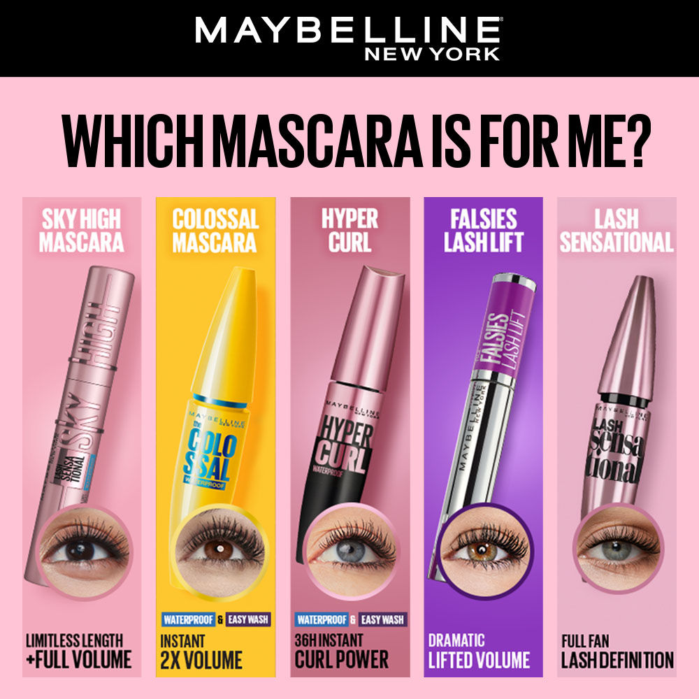 Maybelline New York Hypercurl Waterproof Mascara, Smudge & Highly Pigmented Very Black, 9.2ml Buy at Indicrest Image 5